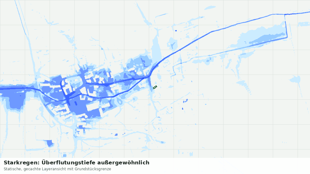 Statische Kartenansicht: Starkregen: Überflutungstiefe außergewöhnlich