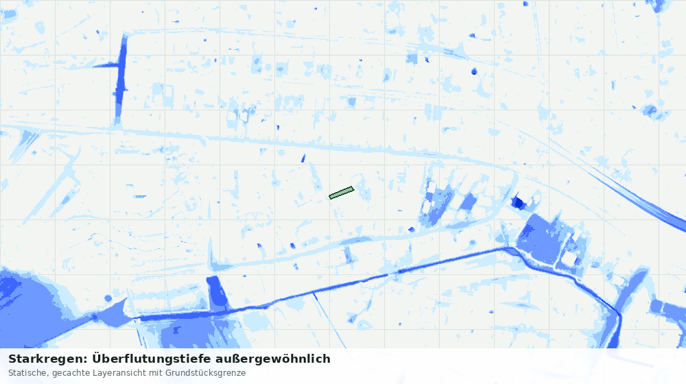 Statische Kartenansicht: Starkregen: Überflutungstiefe außergewöhnlich