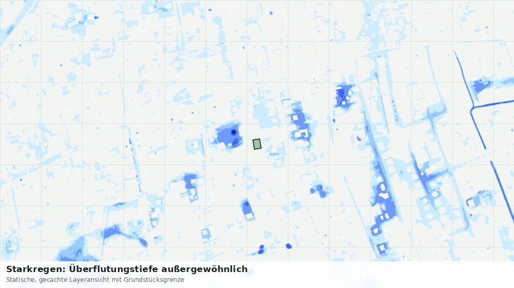 Statische Kartenansicht: Starkregen: Überflutungstiefe außergewöhnlich
