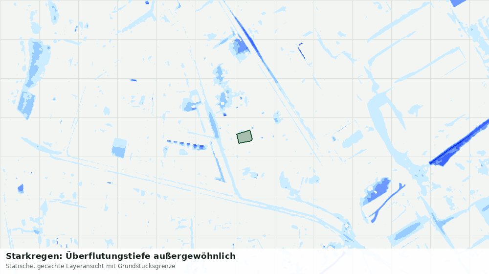 Statische Kartenansicht: Starkregen: Überflutungstiefe außergewöhnlich
