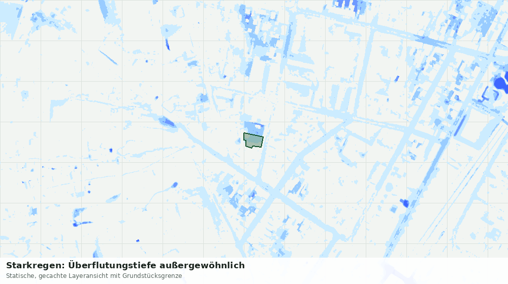 Statische Kartenansicht: Starkregen: Überflutungstiefe außergewöhnlich