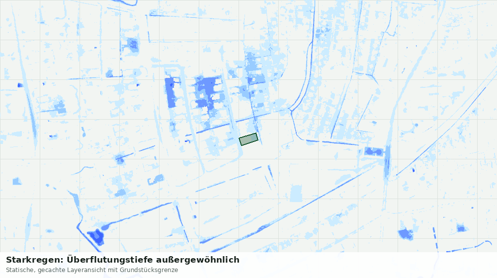 Statische Kartenansicht: Starkregen: Überflutungstiefe außergewöhnlich
