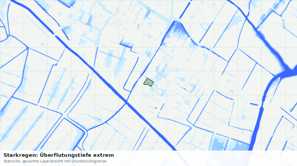 Statische Kartenansicht: Starkregen: Überflutungstiefe extrem