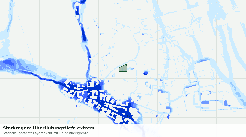Statische Kartenansicht: Starkregen: Überflutungstiefe extrem
