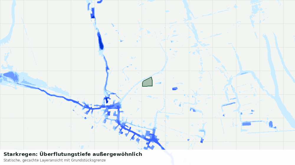 Statische Kartenansicht: Starkregen: Überflutungstiefe außergewöhnlich
