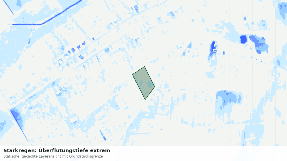 Statische Kartenansicht: Starkregen: Überflutungstiefe extrem