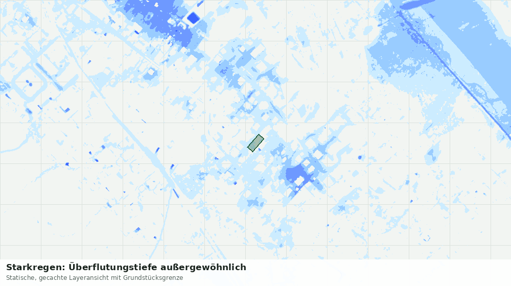 Statische Kartenansicht: Starkregen: Überflutungstiefe außergewöhnlich