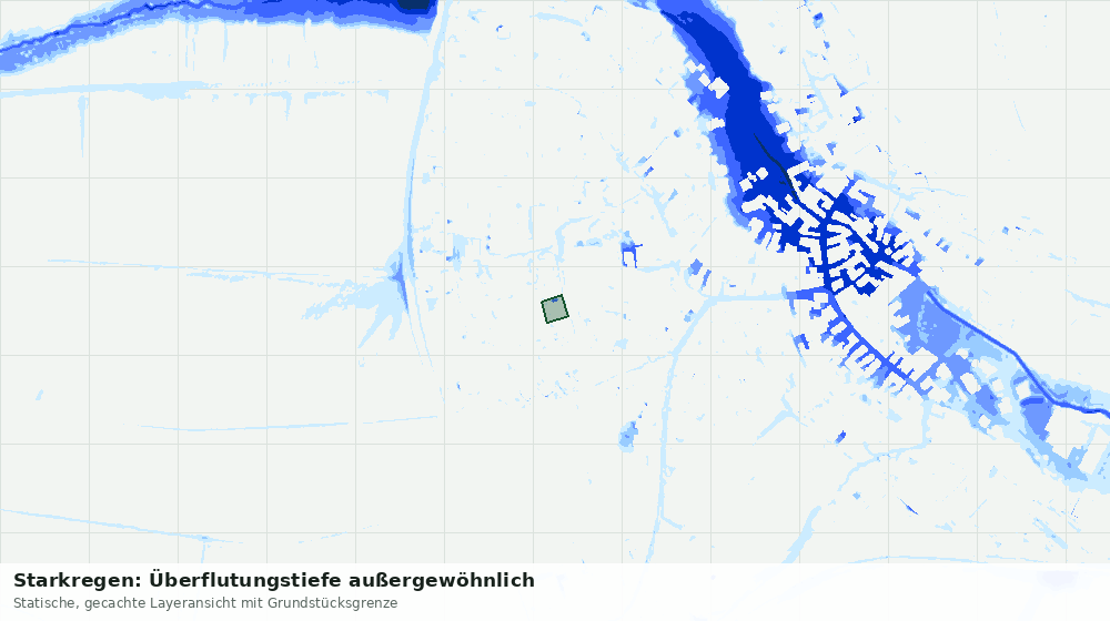 Statische Kartenansicht: Starkregen: Überflutungstiefe außergewöhnlich