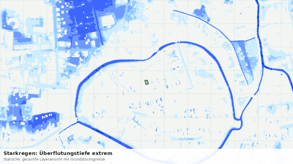 Statische Kartenansicht: Starkregen: Überflutungstiefe extrem