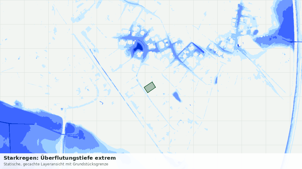 Statische Kartenansicht: Starkregen: Überflutungstiefe extrem