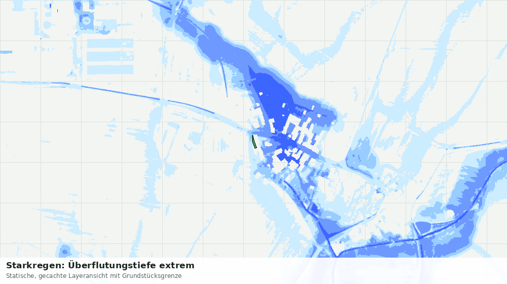 Statische Kartenansicht: Starkregen: Überflutungstiefe extrem