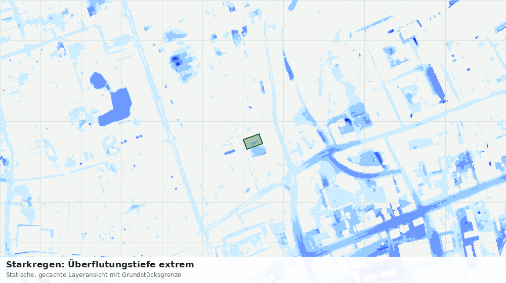 Statische Kartenansicht: Starkregen: Überflutungstiefe extrem