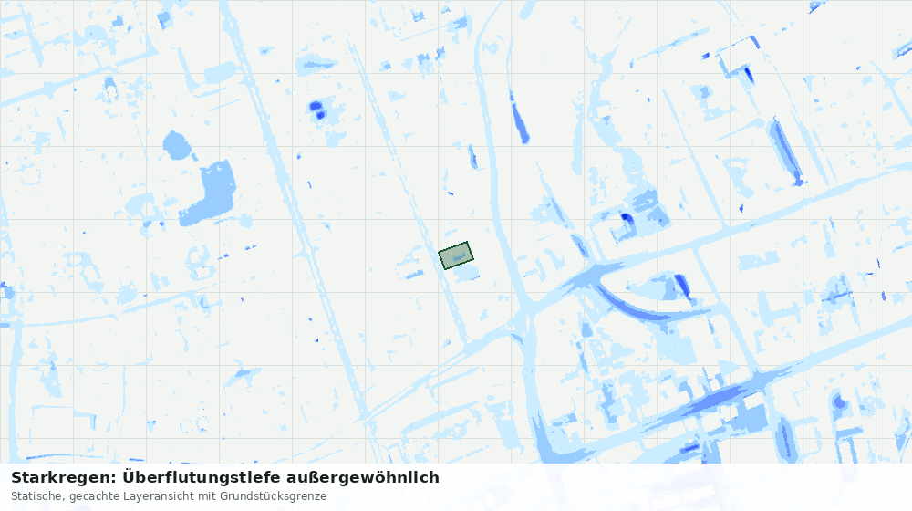Statische Kartenansicht: Starkregen: Überflutungstiefe außergewöhnlich