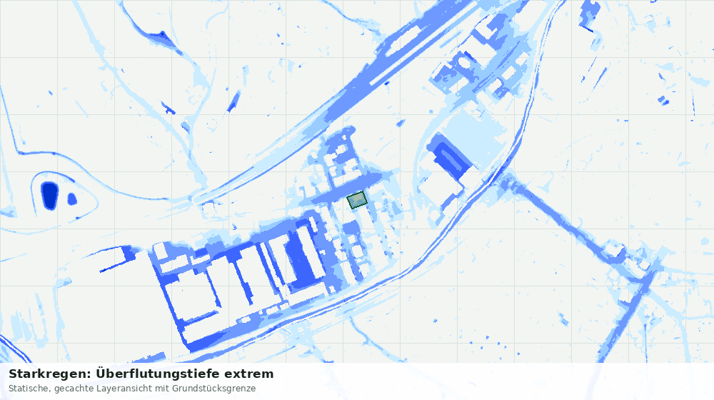 Statische Kartenansicht: Starkregen: Überflutungstiefe extrem