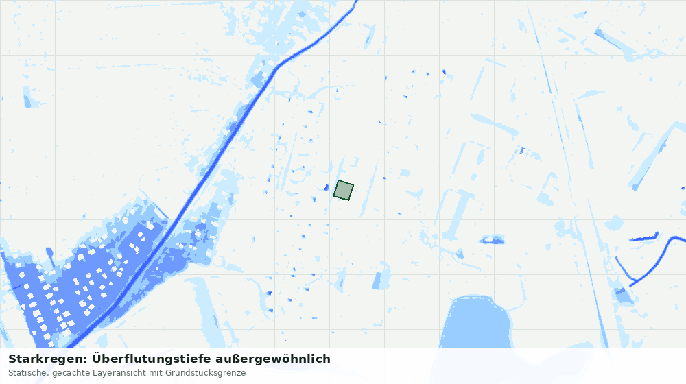 Statische Kartenansicht: Starkregen: Überflutungstiefe außergewöhnlich