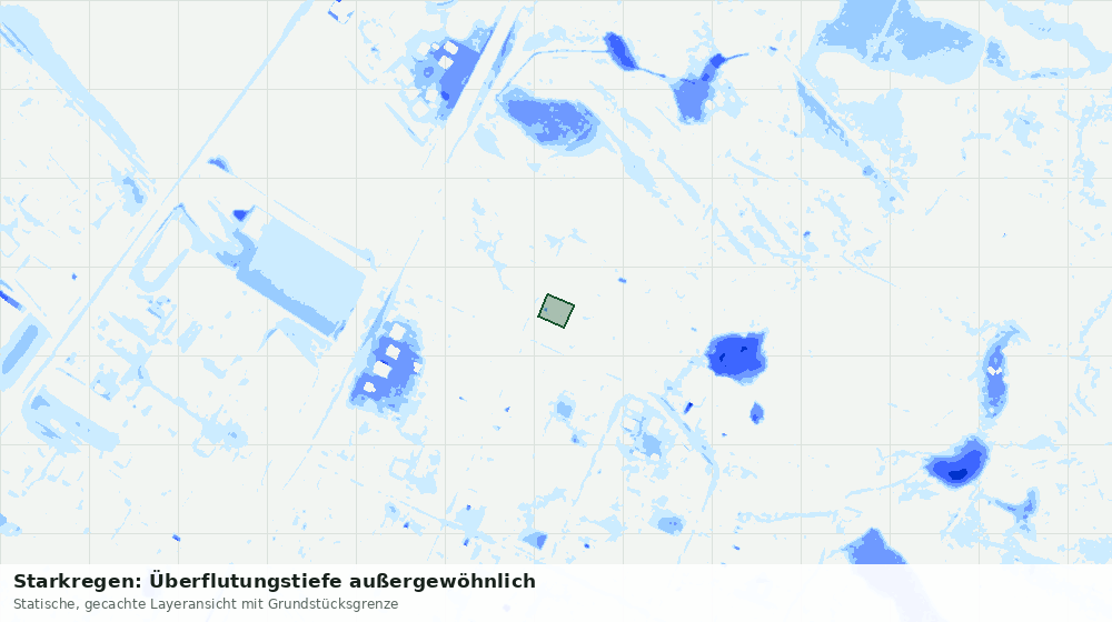 Statische Kartenansicht: Starkregen: Überflutungstiefe außergewöhnlich