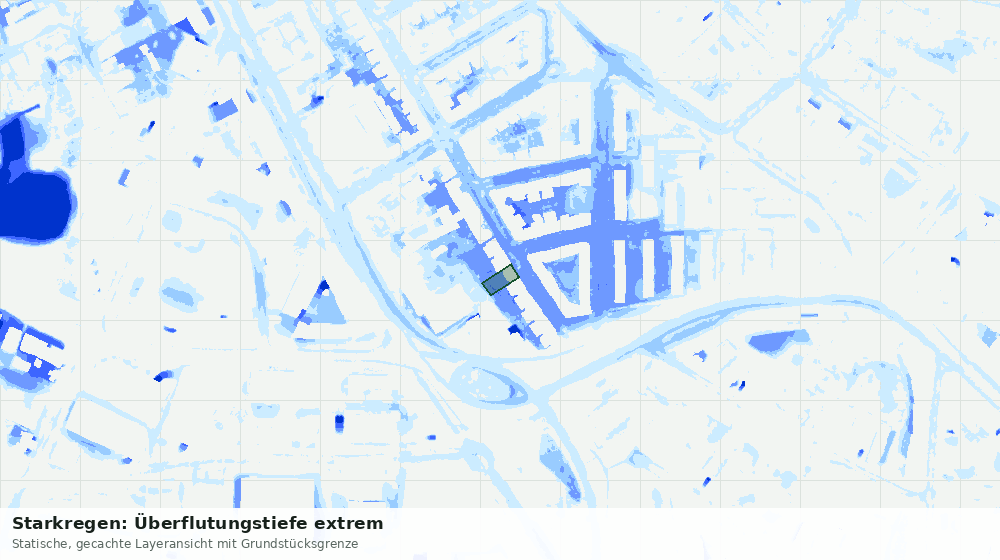 Statische Kartenansicht: Starkregen: Überflutungstiefe extrem