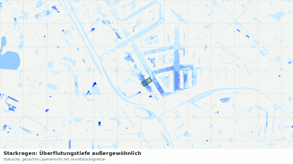 Statische Kartenansicht: Starkregen: Überflutungstiefe außergewöhnlich