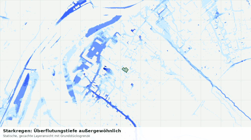 Statische Kartenansicht: Starkregen: Überflutungstiefe außergewöhnlich