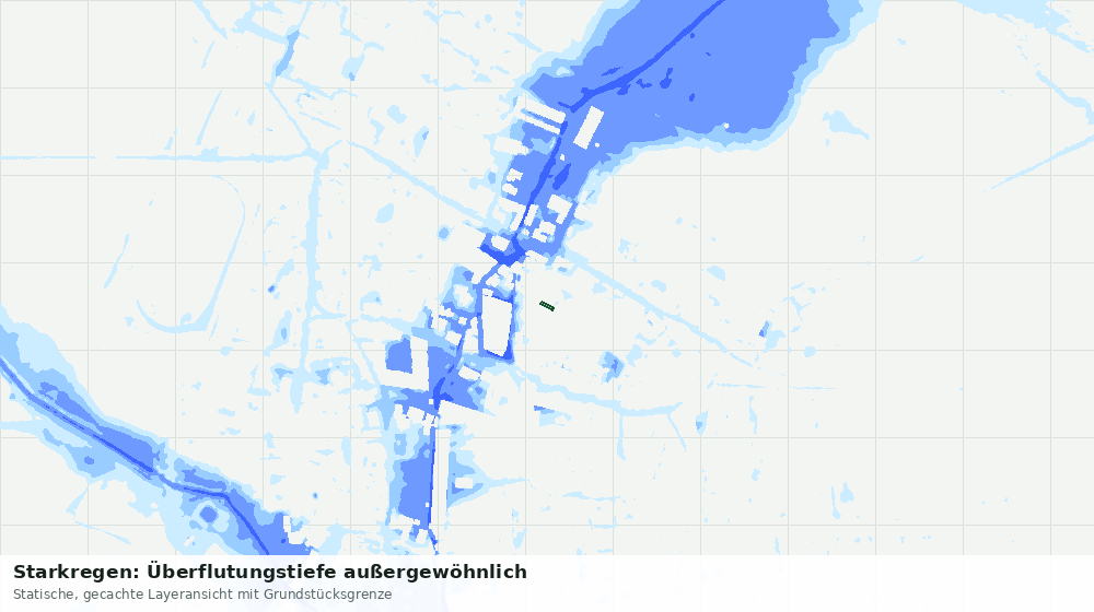 Statische Kartenansicht: Starkregen: Überflutungstiefe außergewöhnlich
