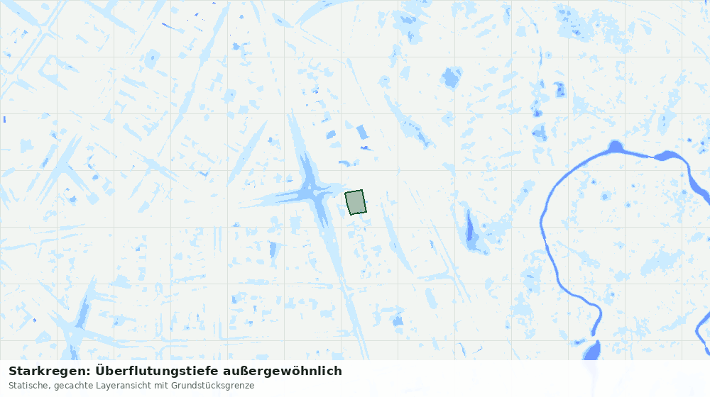 Statische Kartenansicht: Starkregen: Überflutungstiefe außergewöhnlich