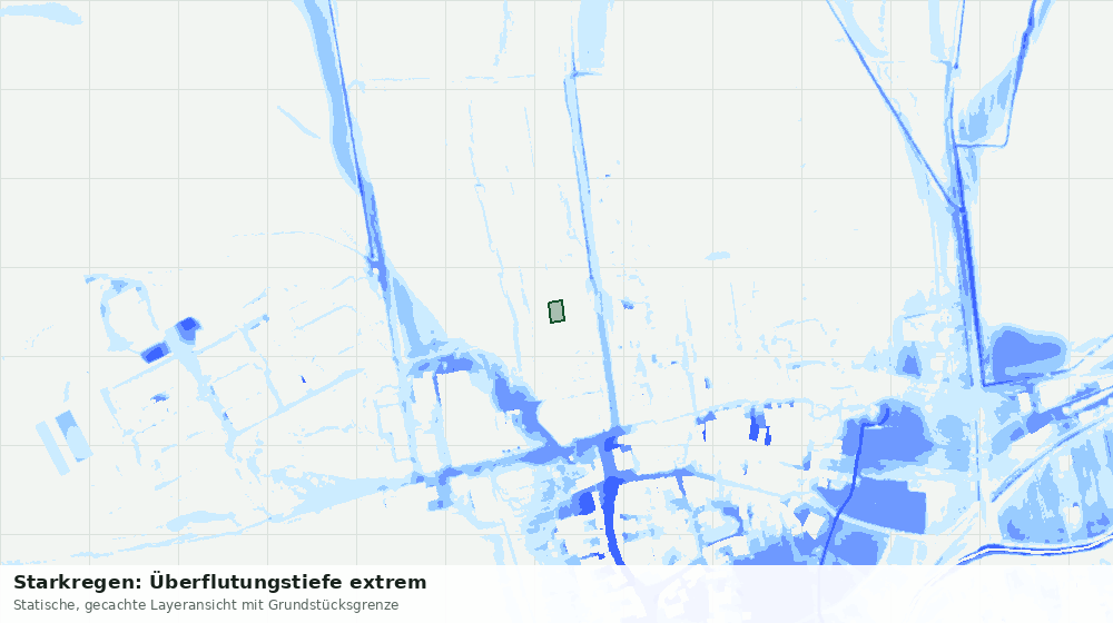 Statische Kartenansicht: Starkregen: Überflutungstiefe extrem