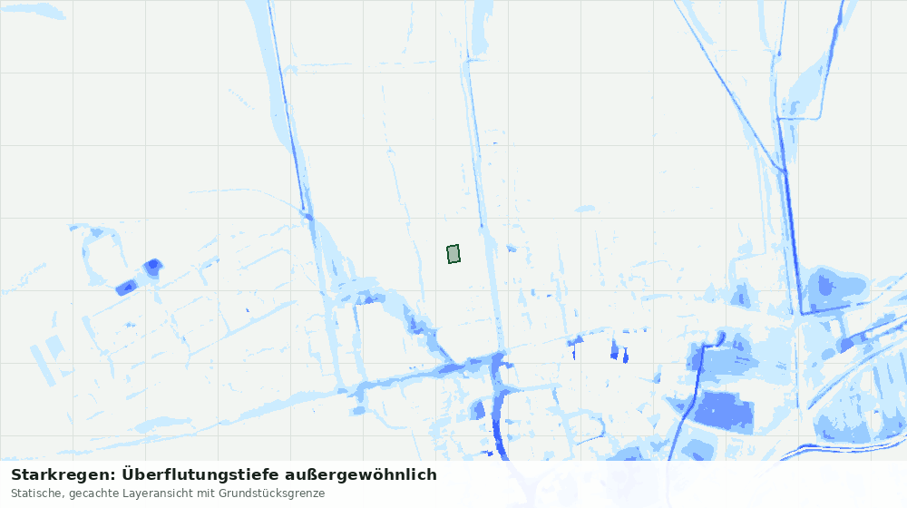 Statische Kartenansicht: Starkregen: Überflutungstiefe außergewöhnlich