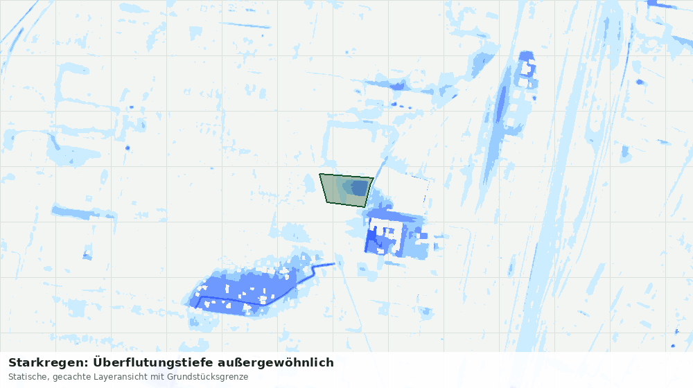 Statische Kartenansicht: Starkregen: Überflutungstiefe außergewöhnlich
