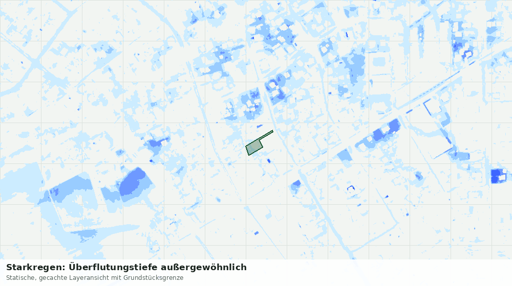 Statische Kartenansicht: Starkregen: Überflutungstiefe außergewöhnlich