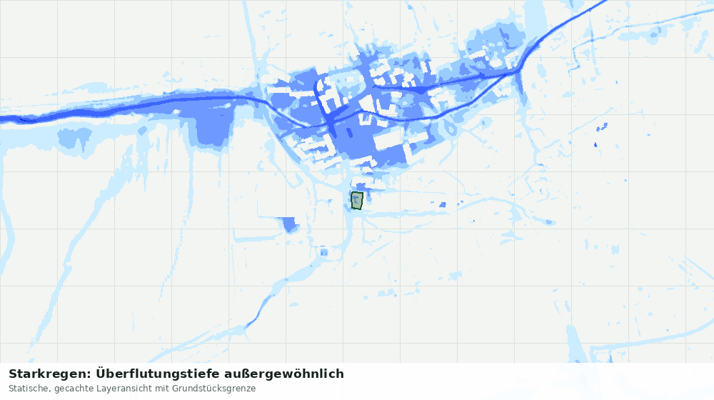 Statische Kartenansicht: Starkregen: Überflutungstiefe außergewöhnlich