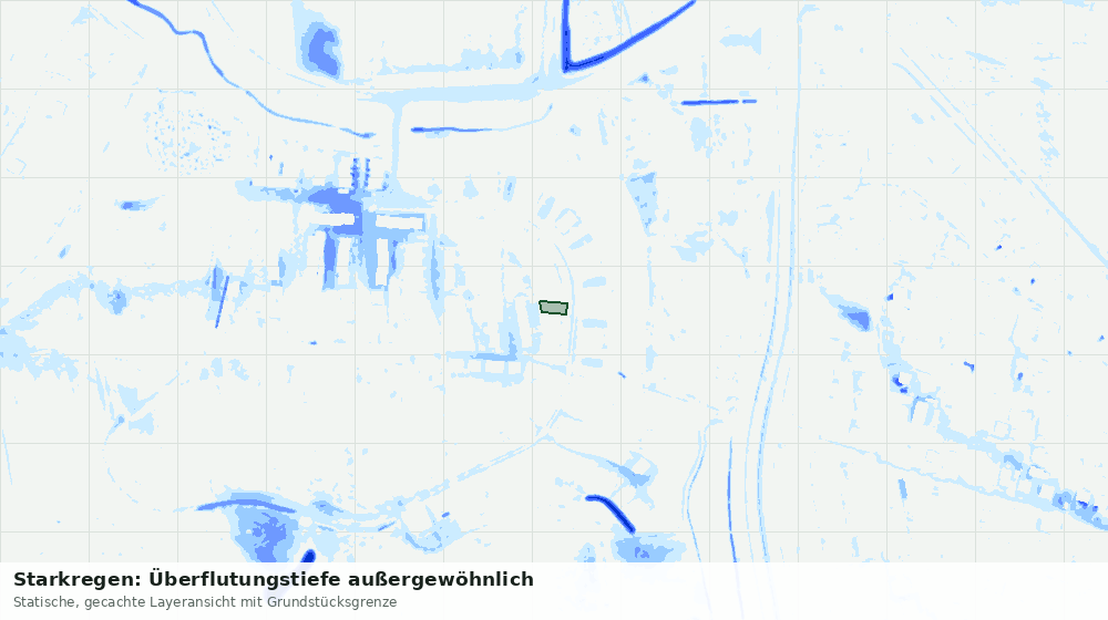 Statische Kartenansicht: Starkregen: Überflutungstiefe außergewöhnlich