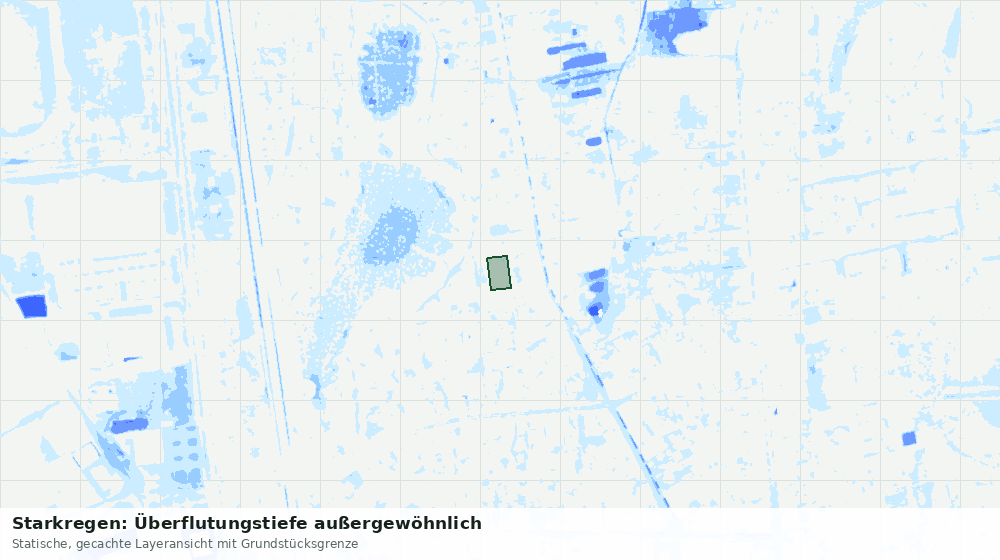 Statische Kartenansicht: Starkregen: Überflutungstiefe außergewöhnlich