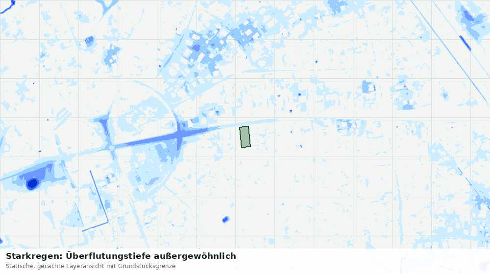 Statische Kartenansicht: Starkregen: Überflutungstiefe außergewöhnlich