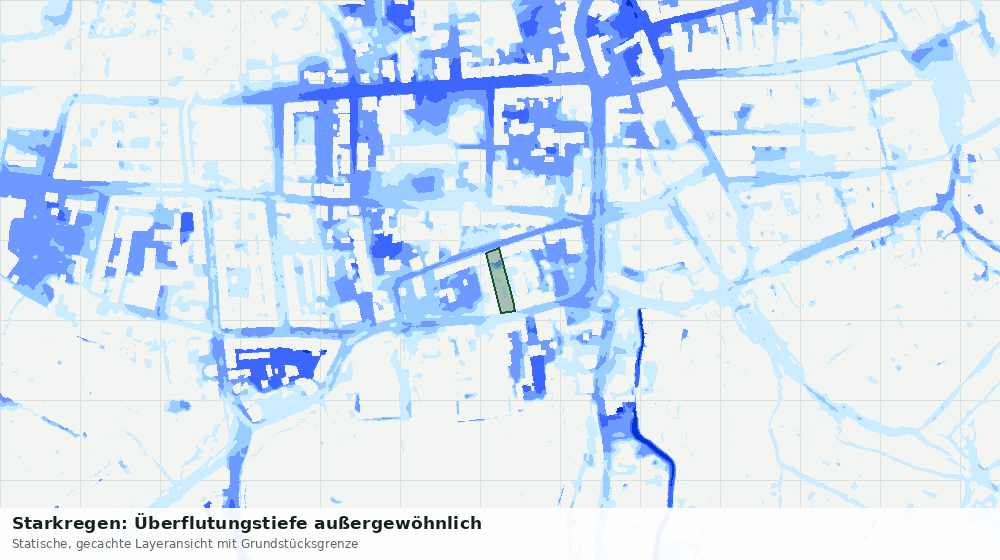 Statische Kartenansicht: Starkregen: Überflutungstiefe außergewöhnlich