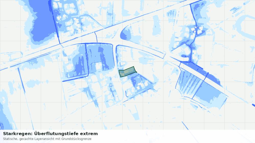 Statische Kartenansicht: Starkregen: Überflutungstiefe extrem