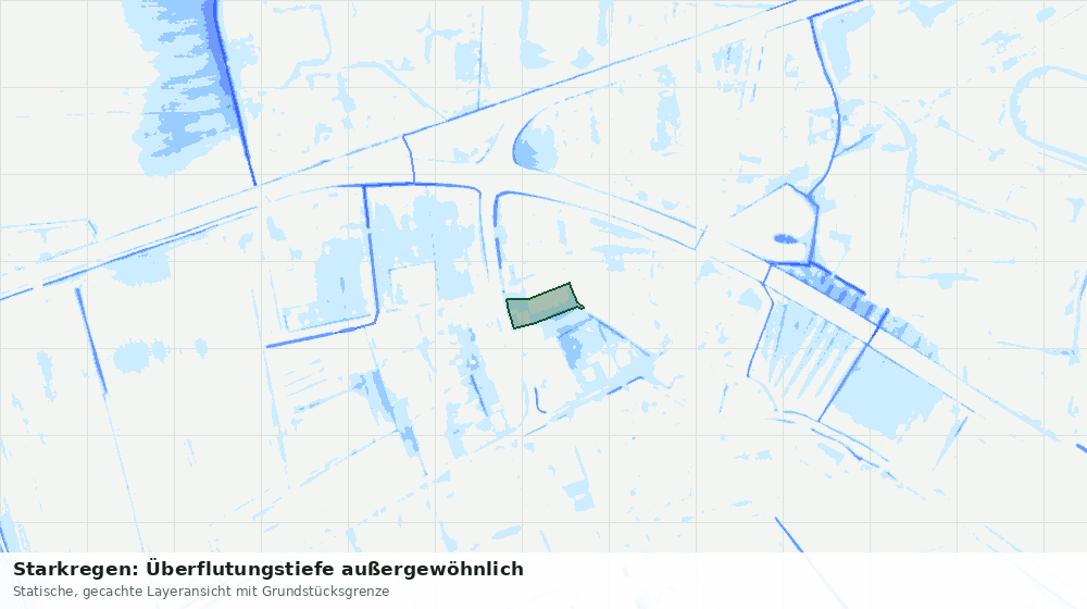 Statische Kartenansicht: Starkregen: Überflutungstiefe außergewöhnlich