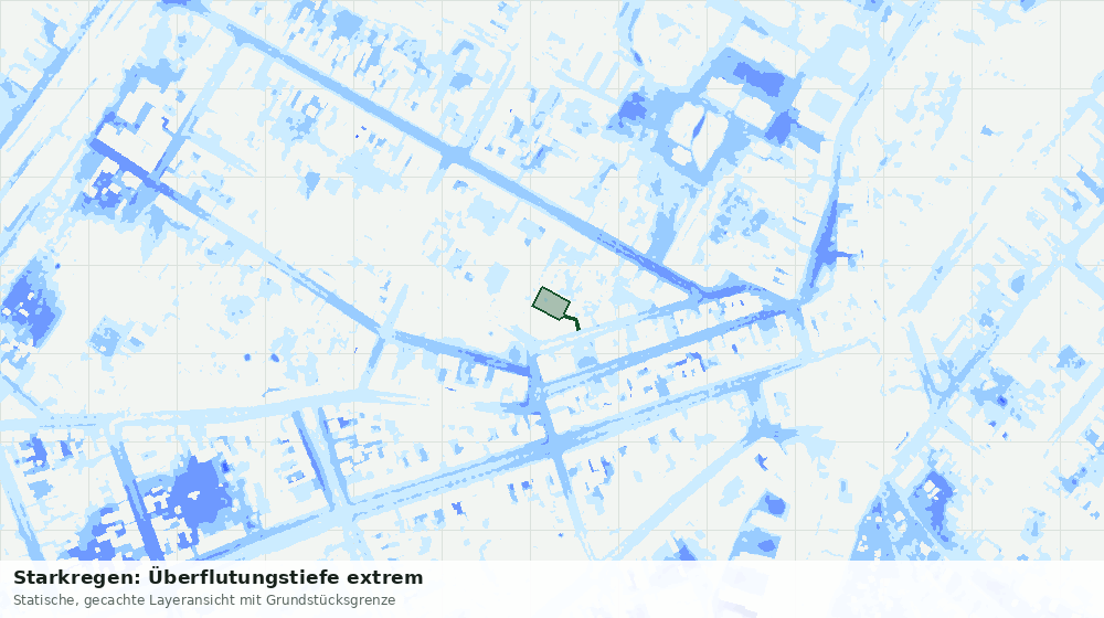 Statische Kartenansicht: Starkregen: Überflutungstiefe extrem
