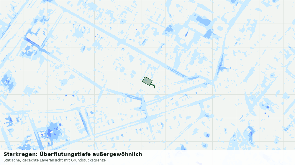 Statische Kartenansicht: Starkregen: Überflutungstiefe außergewöhnlich