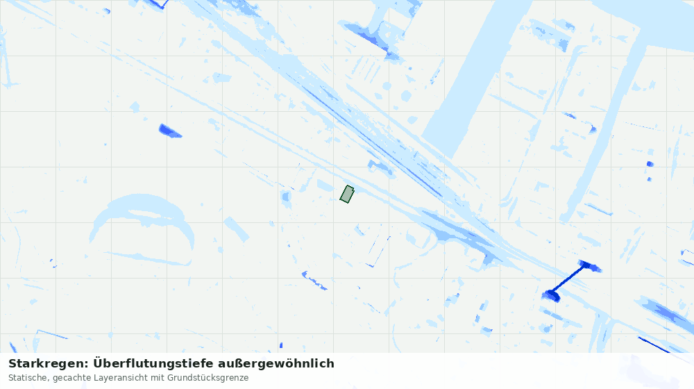 Statische Kartenansicht: Starkregen: Überflutungstiefe außergewöhnlich