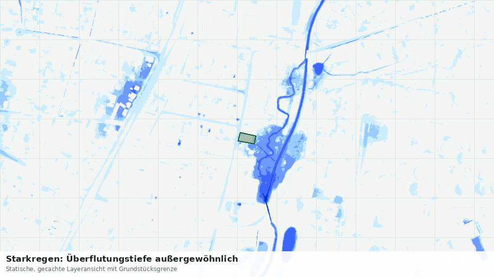 Statische Kartenansicht: Starkregen: Überflutungstiefe außergewöhnlich