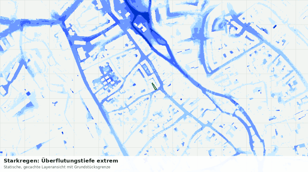 Statische Kartenansicht: Starkregen: Überflutungstiefe extrem