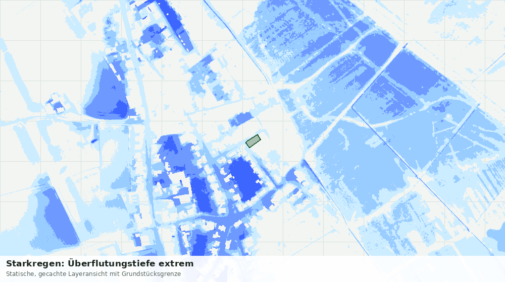 Statische Kartenansicht: Starkregen: Überflutungstiefe extrem