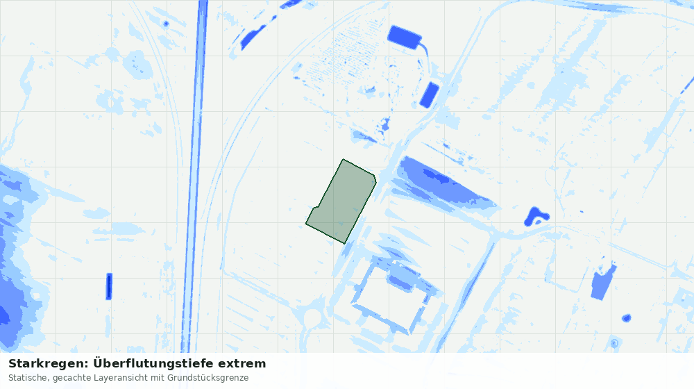 Statische Kartenansicht: Starkregen: Überflutungstiefe extrem