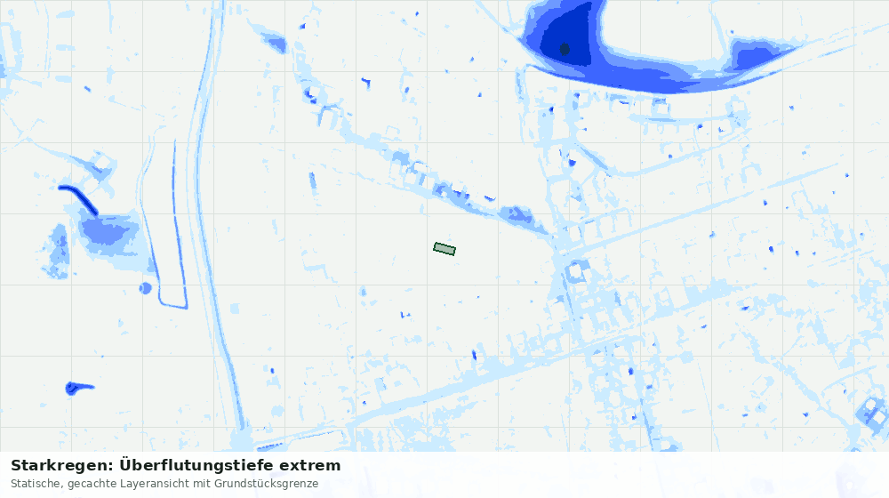 Statische Kartenansicht: Starkregen: Überflutungstiefe extrem