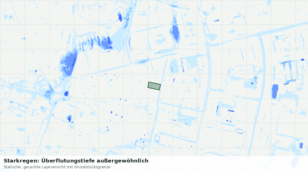 Statische Kartenansicht: Starkregen: Überflutungstiefe außergewöhnlich