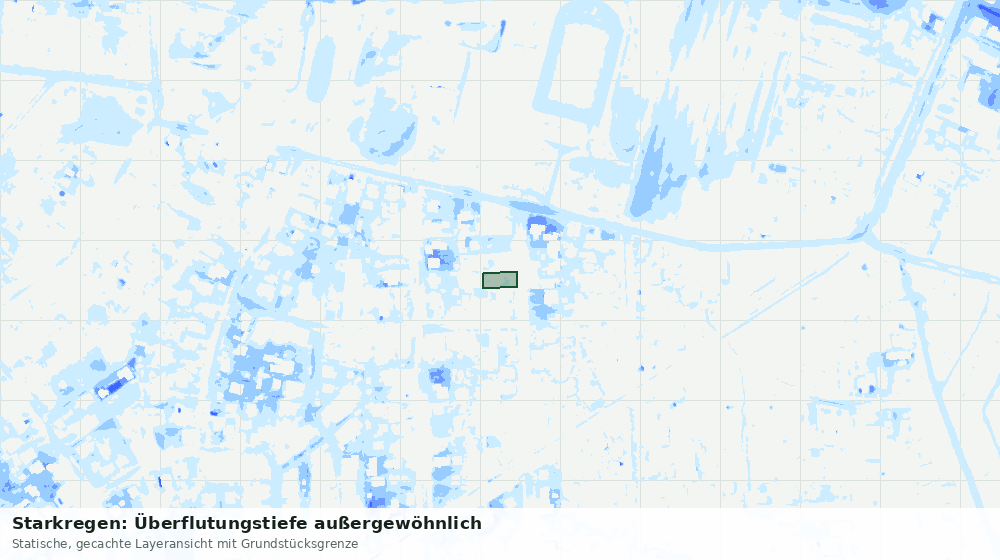 Statische Kartenansicht: Starkregen: Überflutungstiefe außergewöhnlich
