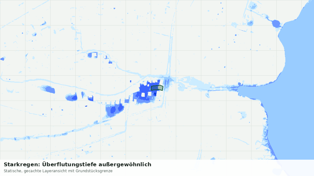 Statische Kartenansicht: Starkregen: Überflutungstiefe außergewöhnlich