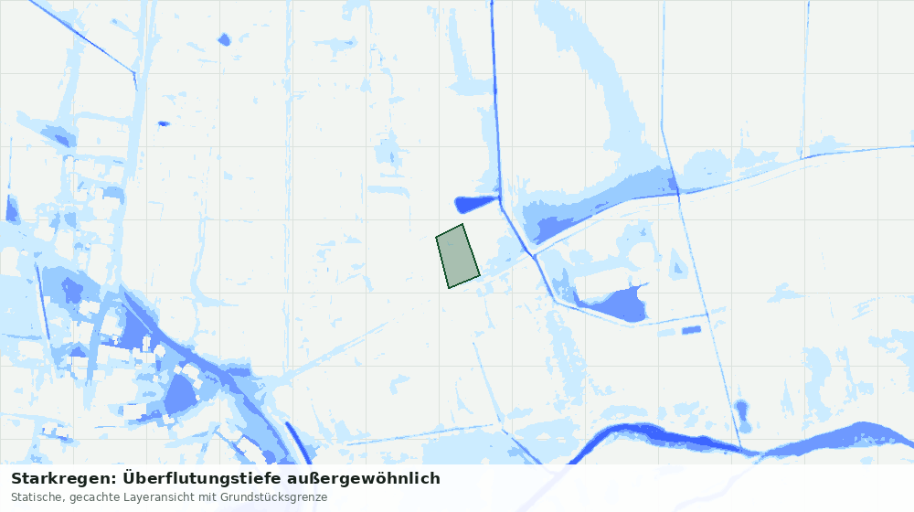 Statische Kartenansicht: Starkregen: Überflutungstiefe außergewöhnlich