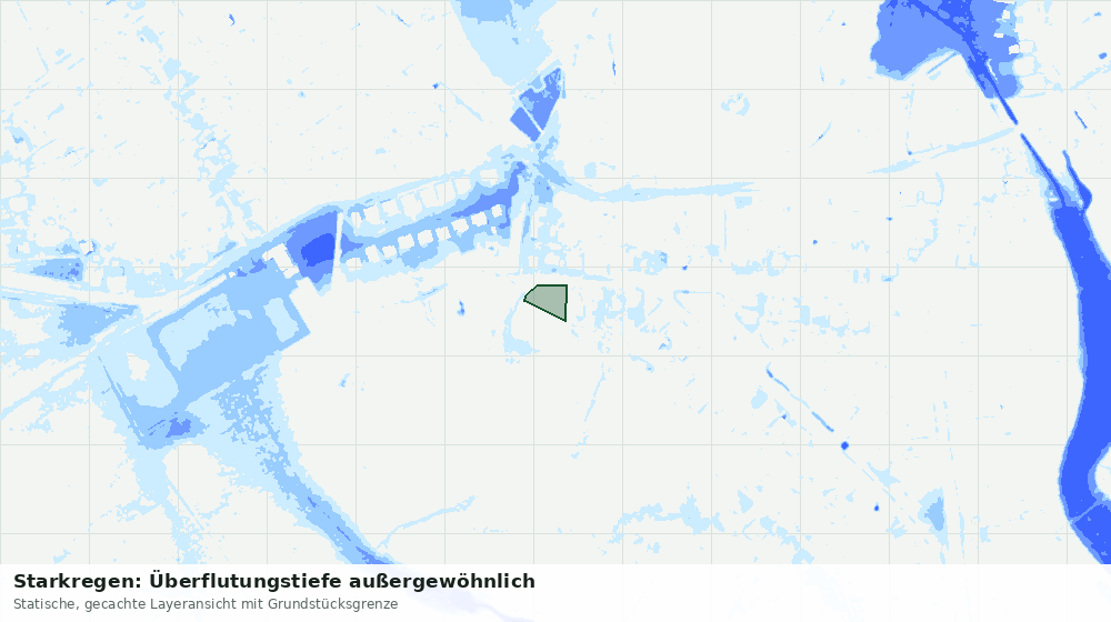 Statische Kartenansicht: Starkregen: Überflutungstiefe außergewöhnlich