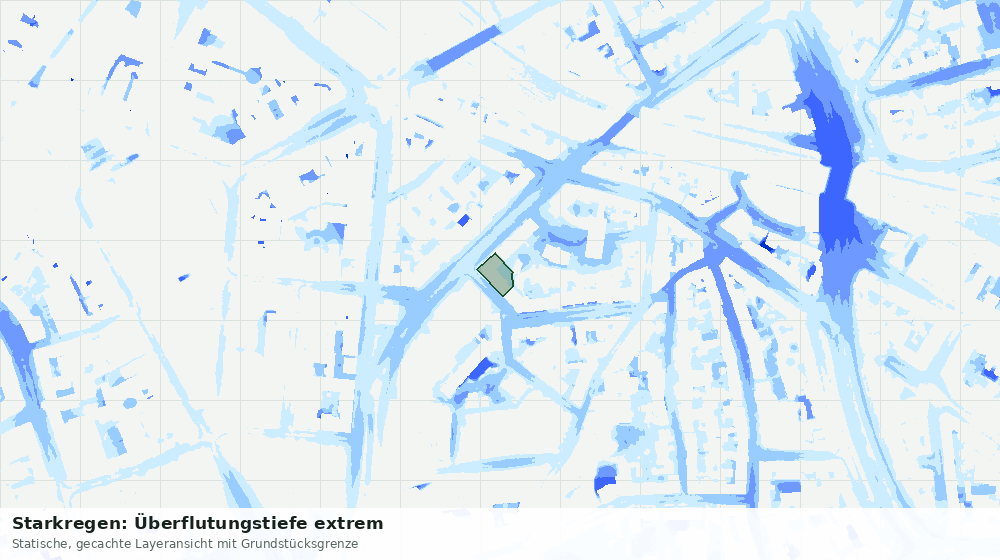Statische Kartenansicht: Starkregen: Überflutungstiefe extrem